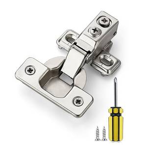 lot 17067 image: Ravinte 20 Pack 10 Pairs 12 Inch Overlay Brushed Nickel Short Arm Kitchen Cabinet Hinges,Soft Close 105 Degree Concealed Hinges with Screwdriver and Mounting Screws Used for Face Frame Door