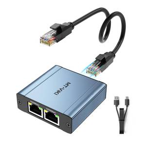 lot 18141 image: MT-VIKI Ethernet Splitter 1 to 2 High Speed 1000Mbps, Gigabit Dual RJ45 Splitter Adapter for Cat55e678 Cable Aluminum Case with Power Cable