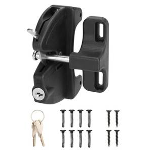 lot 18155 image: HILLMASTER Key Lockable 2 Sided Gate Latch Key,Self Locking Gate Latch Gate Fence Lock for Outdoor Gates,Locking Gate Door Lock Fence Latch Gate Hardware for Metal,Wood,Vinyl Fence,Black Finish