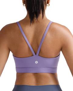 lot 18168 image: RUNNING GIRL Sports Bras for Women,Light Impact Spaghetti Thin Strap Sports Bra with Molded Cup with Sewn in Pads(WX3118_Misty Purple_M)