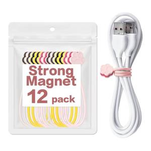 lot 18176 image: Cute Dog Paw Magnetic Cable Ties (12 Pack, 7.28 In) silicone cable ties reusable,Strong magnetic adsorption,Great for Bundlingand Organizing, Holding Stuff Book Markers, Fridge Magnets (Multicolor)