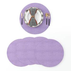 lot 18187 image: Set of 4 Round Placemat 15 Inch Soft Linen eco-Friendly Fabric Handcrafted Machine Washable Indoor & Outdoor Tablemat Lilac
