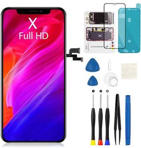 lot 18189 image: for iPhone X Screen Replacement 5.8 Inch COF FHD Display 3D Touch Digitizer with Waterproof Adhesive  Tempered Glass  Repair Kit for Model A1865, A1901, A1902