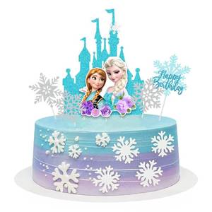 lot 18201 image: 6 Pcs Cute Anime Birthday Cake Toppers, Snow Theme Princess Cake Decorations for Ice Party Supplies