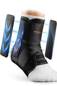 lot 18203 image: WHCOOL Slim-Fit Ankle Brace for Sprained Ankle, Quick Lace Up Ankle Support for Women Men with 2 Auto-Shaped Pads, Air Fabric Cool Ankle Stabilizer for Injury Recover, Running,Sports,S(10��-11.6��)