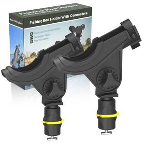 lot 19350 image: Huntury Track Mount Fishing Rod Holder with 360° Adjustable Kayak Track Adapter for Kayak & Boat  Compatible with Spinning, Casting  Quick Lock On or Release, Kayak Fishing Accessories (Pack of 2)
