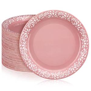 lot 19365 image: Yungyan 100 Pcs 9 Inch Pink Cielito Lindo Party Decoration Cielito Lindo Paper Plates Platos De Barro Mexican Plates for Baby Shower Talavera Wedding