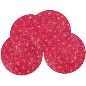 lot 19385 image: Cumouna Red Placemats Set of 4 Sparkle Crushed Rhinestones Round Valentines Day Glitter Decoration Table Mat for Centerpiece Kitchen Table Party Tableware Decor 15 Inches (Red AB, 4 pcs)