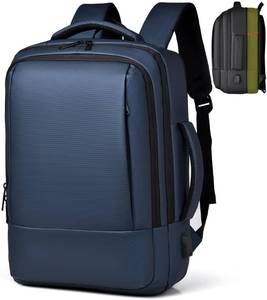 lot 19400 image: ORILOOSEN 1715.6 Business laptop backpack, PU Travel backpack,carry on backpack, Expandable laptop backpack Women Men,college backpack (02#updated, Blue)