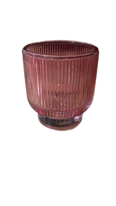 lot 19422 image: Pink Ribbed Glass Cups (set of 2)