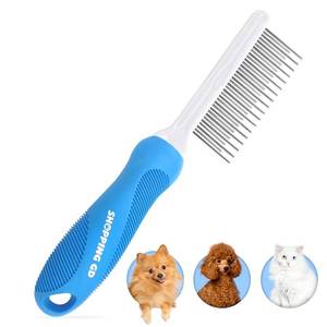 lot 20007 image: Detangling Pet Grooming Comb for Dogs & Cats with Long & Short Stainless Steel Metal Teeth for Removing Tangles and Knots - Dematting Brush to Detangle Matted Hair