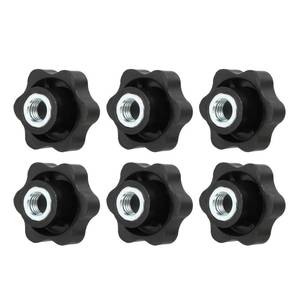 lot 20036 image: YELARXI Clamping Nuts Knob Plastic Screw-On Iron Star Knobs Knurled M12 Female Threaded Hexagon Head, 1.9 Inch Head Diameter Fit for Lawn Mower Handle Machinery (6 Pack, Black)