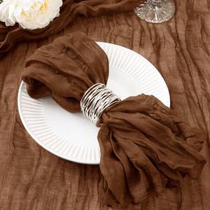 lot 20039 image: DeZerlor 12 Pack Brown Cheesecloth Napkins Tan Spring Easter Cloth Napkins Set of 12 Marron Dinner Napkins Bulk 21x21 Inches for Wedding Bridal Shower Baby Shower Parties