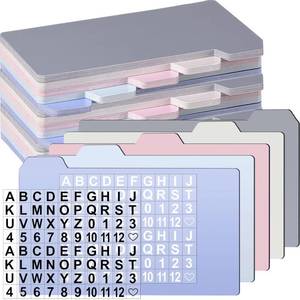 lot 20469 image: Harloon 50 Pack 5 x 8 Inch Index Card Dividers with 2 Number Alphabet Sticker with Tab, Dry Erase Index Card Guide Set, Photo Recipe Divider for Office Business Back to School Supplies, Morandi