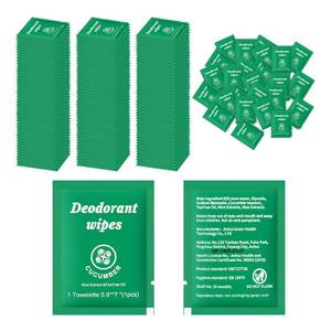 lot 20473 image: Travel Deodorant Wipes Individually Wrapped,Body Wipes to Clean Skin for Women Men��Cucumber,pack of 50)