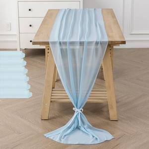 lot 20481 image: 6Pack 10ft Chiffon Table Runner 29x120 Inch Sheer Romantic Table Runner for Wedding Birthday Party Bridal Shower Outdoor Decoration-Blue Mist