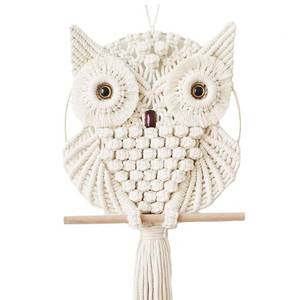lot 20494 image: Achart Owl Macrame Wall Hanging-Hand Woven Boho Tapestry-Macrame Wall Decor -Owl Decor for Bedroom, Living Room, Nursery (Beige-Large)