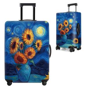 lot 20499 image: THISFIND Van Gogh Sunflowers Luggage Cover �� Artistic Suitcase Protector with Starry Night and Vase Design �� Fits 32-34 Inch Travel Luggage,XL