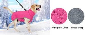 lot 10490 image: Pink Winter Dog Coat with Reflective Strips