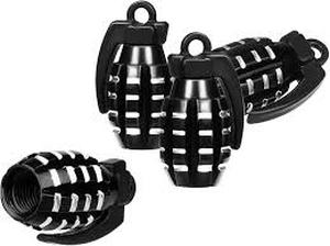 lot 12344 image: Aluminum Motorcycle Valve Stem Caps - Black 4 Packs
