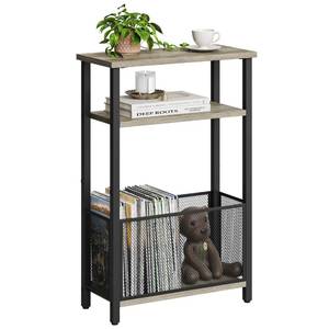 lot 3495 image: MMEOLUOOK Narrow Side Table with Storage Basket Skinny End Tables for Smalls Spaces 3 Tier Sofa Table Small Nightstand Slim Bedside Table for Living Room Bedroom Oak MLBZ22Q