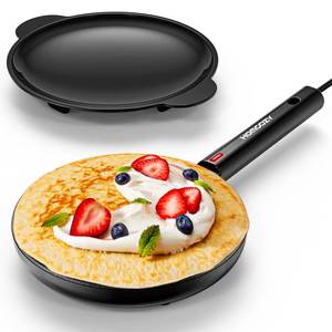 lot 3496 image: Electric Crepe Maker Machine, Homcozy Instant Crepe Maker with Handle, 8 Inch Non-Stick Coating Crepe Pan, Auto Temperature Control for Crepes, Pancakes, Bacon, Tortilla