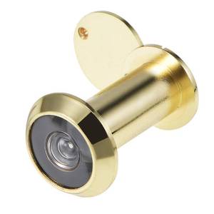 lot 4043 image: uxcell Door View, Solid Brass 220-degree Door Viewer with Cover for 1-38 to 2-38 Inch Thick Doors, Polished Gold Finish