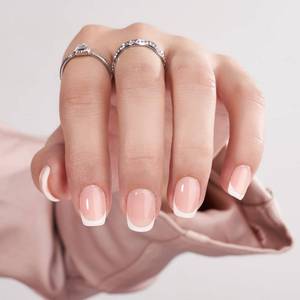 lot 4366 image: BTArtbox French Tip Press on Nails - Gel Press on Nails Short, No Fade Out Fake Nails with Nail Glue, Seamless Fit Glue on Nails in 16 Sizes Nail Kit for Wedding, Classic White