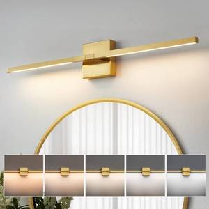 lot 4377 image: CCYCOL Gold Bathroom Vanity Light Fixtures - 30 inch Rotatable Modern 5CCT LED Vanity Lights for Bathroom Lighting Fixture Over Mirror Dimmable Bathroom Wall Sconce