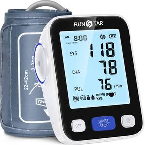 lot 4381 image: RunStar Upper Arm Blood Pressure Monitor with Wide Range Cuff (8.6ftft -16.5ftft) for Home Use FSAandHSA Eligible, Automatic Digital BP Machine with Storage Bag, 2x99 Reading Memory
