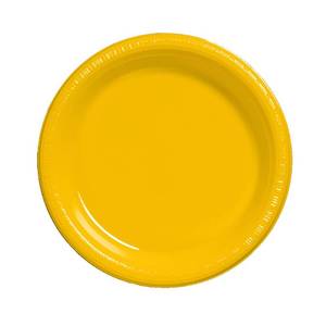lot 4388 image: Creative Converting Touch of Color 20 Count Plastic Banquet Plates, School Bus Yellow