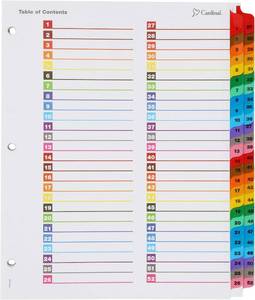 lot 4405 image: Cardinal 60990 OneStep Printable Table of ContentsDividers, 52-Tab, 11 x 8 12, Multicolor