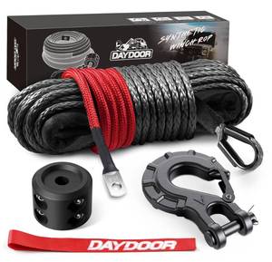 lot 4423 image: DAYDOOR Synthetic Winch Rope, 14 Inch x 50ft 10,000LBS Synthetic Winch Line, Winch Cable for Offroad Vehicle 4WD ATV UTV, Synthetic Rope with Forged Winch Hook and Rubber Stopper (Gray)