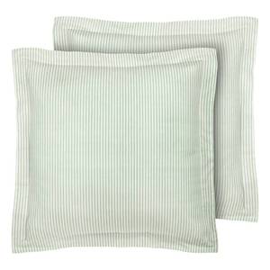 lot 4426 image: Laura Ashley - Euro Shams, 100percent Smooth Cotton with Envelope Closure, Throw Pillow Cover for Bed or Couch, Oeko-Tex Certified, Set of 2 (Ticking Stripe Green, 26 x 26in)in
