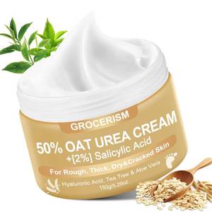 lot 4428 image: Urea Cream 50 Percent for Feet with Oat 5.29 oz  Foot and Hand Cream Maximum Strength with 2percent Salicylic Acid, Tea Tree and Aloe Vera for Deep Moisturizing and Callus Removing (Upgraded Formula)