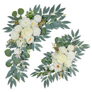 lot 4431 image: NKLTD Wedding Arch Flowers (2pack),Flower Arch Stand,Flower Garland,for Wedding Outdoor Decorations Floral swags and Garlands Chair Decorations etc isle Decor,Reusable.White