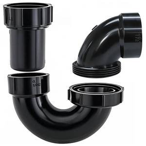 lot 4439 image: Lesso ABS Adjustable P Trap1 12 Inch for RV Drain Bathroom Kitchen Sink Drain Pipe Tubular Kit with White Threaded Adapter Ring