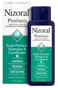 lot 4445 image: Nizoral Psoriasis Shampoo and Conditioner, 11 Oz, Gentle Scalp Treatment, Relieves Itching and Flaking, Redness and Scaling Effective Scalp Psoriasis Shampoo with Salicylic Acid and Tea Tree Oil