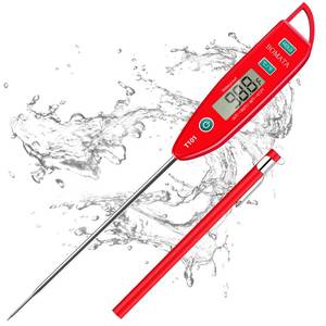 lot 4447 image: BOMATA Waterproof IPX7 Thermometer for Water, Liquid, Candle and Cooking. Instant Read Food Thermometer with Long Probe for Cooking, Meat, BBQ T101 (Red Color)���