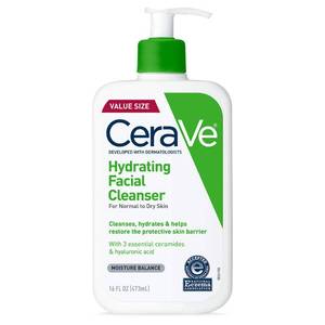 lot 4484 image: CeraVe Hydrating Facial Cleanser, Moisturizing Face Wash For Dry Skin, Hyaluronic Acid  Ceramides  Glycerin, Hydrating Cleanser For Normal To Dry Skin, National Eczema Association Certified