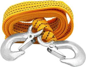 lot 4502 image: YSY 3 Ton Heavy Duty Tow Strap with Safety Hooks 10FT  6,600 LB Capacity  Polyester Towing Rope for Towing Vehicles in Roadside Emergency 1 Set(Yellow)