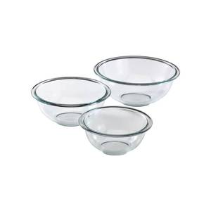 lot 5539 image: Pyrex Essentials (3-Piece) Glass Mixing Bowls Set For Prepping, Baking and Cooking, Preheated Oven, Dishwasher, Freezer, and Microwave Safe