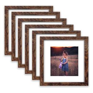 lot 5546 image: ZIRANLING 12x12 Picture Frame Rustic Brown Wood Set of 6,Display Pictures 8x8 with Mat or 12x12 Without Mat,Multi Photo Frames Collage for Wall