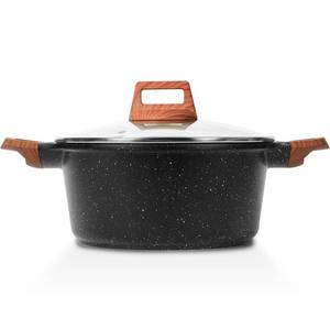 lot 5556 image: ESLITE LIFE Nonstick Stock Pot with Lid, 5 Quart Granite Casserole Large Soup Pot Pasta Cooking Pot, Induction Compatible, PTFE and PFOA Free, Black