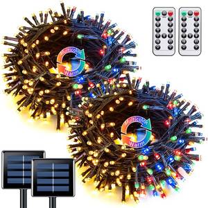 lot 6079 image: JMEXSUSS 2 Pack Solar String Lights Outdoor Waterproof, Total 66 FT 200 LED Solar Christmas Lights Outdoor, Twinkle Light for Christmas Tree Outside Garden Yard Xmas Decor, Warm White to Multicolor