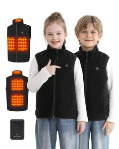 lot 6083 image: Hecusma Kids Heated Vest with 7.4V 12000mAh Battery Pack, Youth Heated Vest Kids Fleece with 5 Heating Zones for Boys Girls