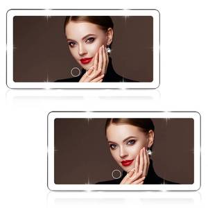 lot 6118 image: 2PCS Car Sun Visor Vanity Mirror with 3 Light Modes and 80 LEDs, Rechargeable LED Cosmetic Makeup Mirror Essentials for Women, Dimmable Touch Control, Universal for Car Truck SUV