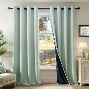 lot 6128 image: Beauoop 100percent Blackout Curtains 84 Inch Long 2 Panels for Bedroom Living Room Seafoam Green Solid Room Darkening Thermal Insulated Soundproof Energy Saving Grommet Top Window Treatment Drapes,52x84