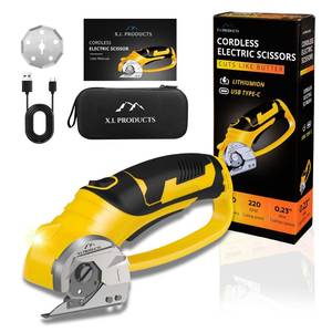lot 6131 image: Cordless Electric Scissors � 4V Rotary Fabric and Cardboard Cutter � Light-Duty Carpet Cutting Tool for Crafting and Home Use � Portable Rechargeable Box Cutting Machine with Replaceable and Extra Blade