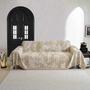 lot 6152 image: MYSKY HOME Sectional Couch Cover Khaki Geometric Abstract Sofa Covers for Sectional Sofa L Shape Chenille Couch Protector for Dogs Pets Couch Throw Cover Washable Durable for Home Decor, 71 X118inin
